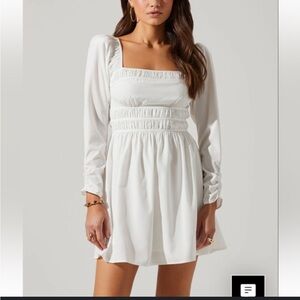Astr White Long Sleeve Mini Dress